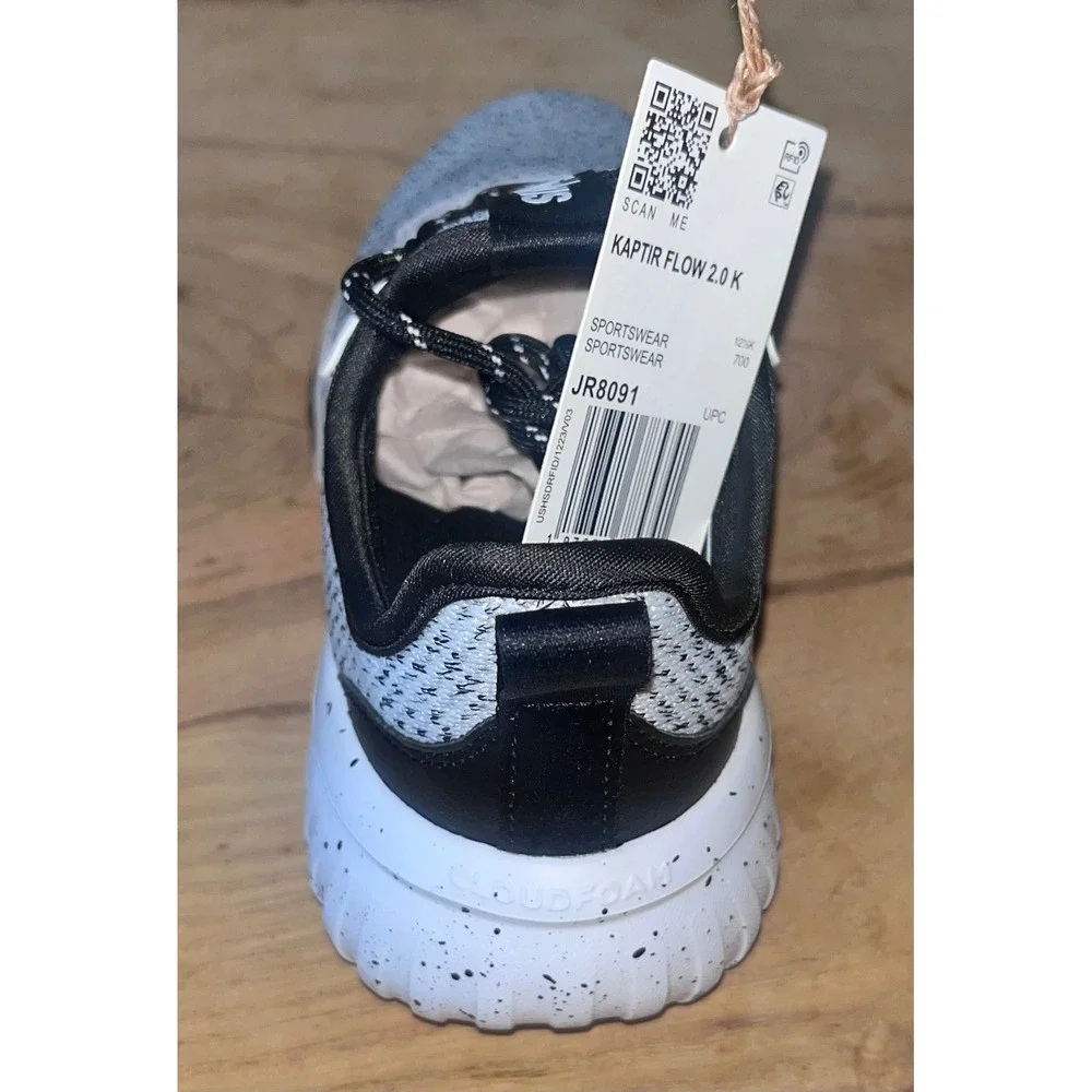 Adidas Kaptir Flow 2.0 K Kids Running Shoes White Black JR8091 Size 13K NIB